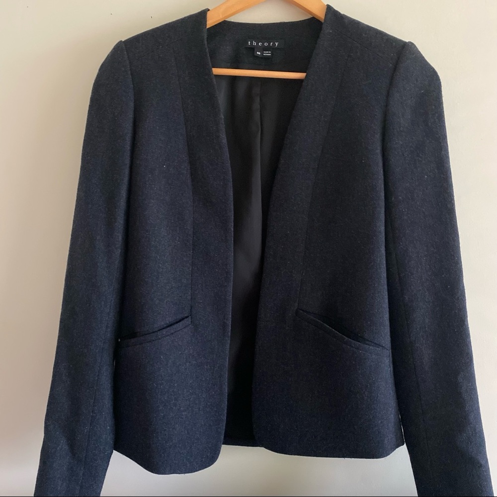 Theory Frima Wool Open Front Blazer